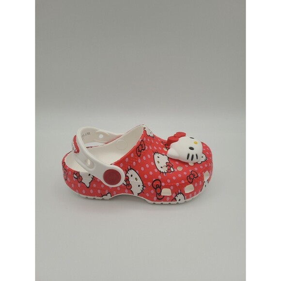 Crocs X Sanrio Hello Kitty Red Kid's Size C6 Classic Clog Slip On 210577-90H New - Picture 5 of 7